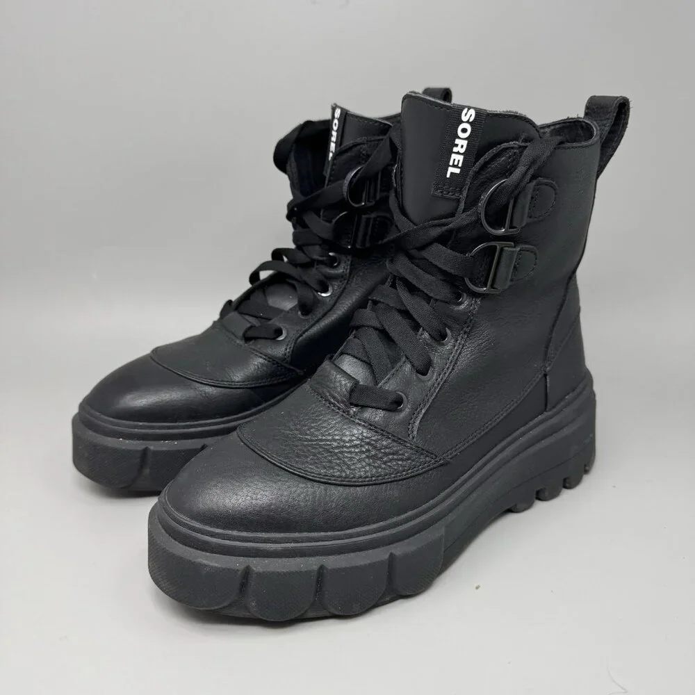 SOREL Woman's Boots Caribou™ X Boot Lace WP New Size 8.5 All Black NL 5015-010